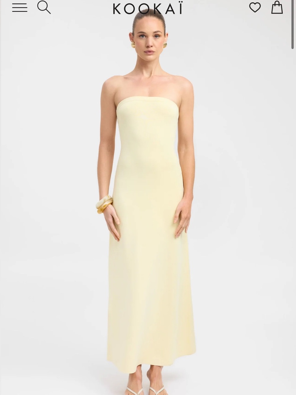 Butter yellow Kookai Strapless Long Dress Yellow Size Medium